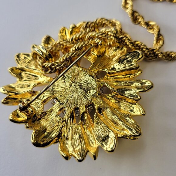 Vintage Gold Plated Sunflower Brooch - Picture 5 of 11